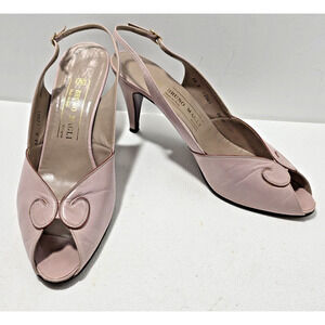 Bruno Magli Italian Leather Slingback Heels Open Toe Light Mauve Sz 9 AA